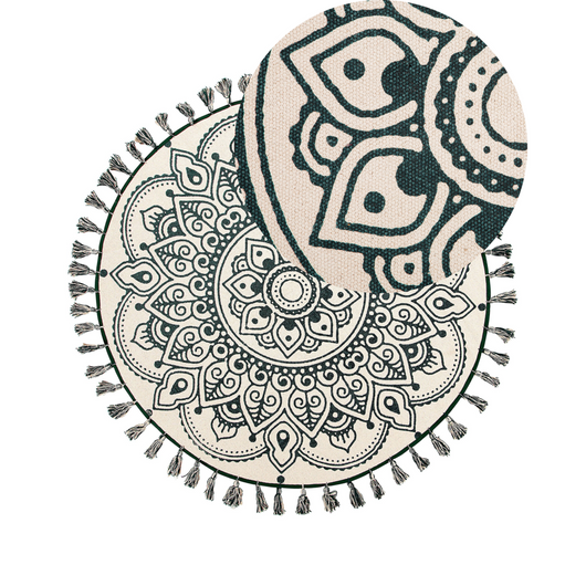 Tappeto tappetino Panna Cotone Tondo Orientale Soggiorno ø 120 cm IRICE