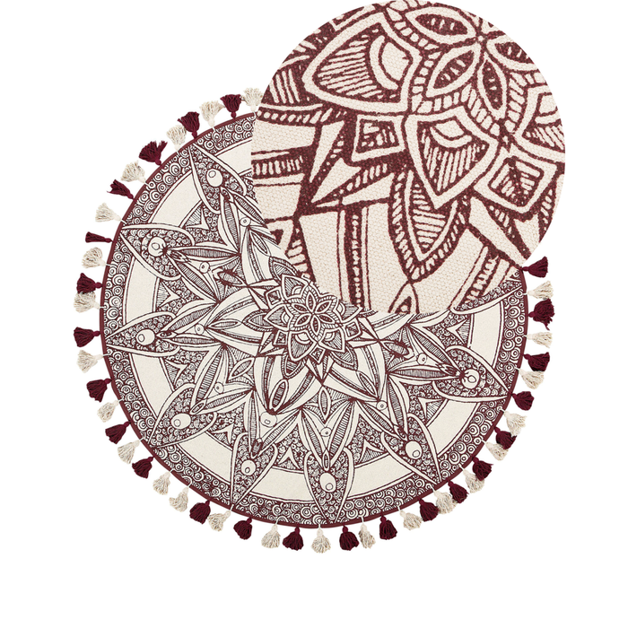 Tappeto Panna Cotone Tondo Orientale Soggiorno ø 120 cm stile moderno