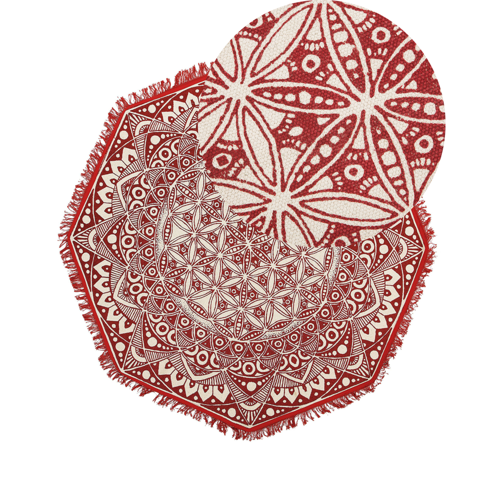 Tappeto tappetino Cotone Rosso stile Orientale Soggiorno ø 120 cm