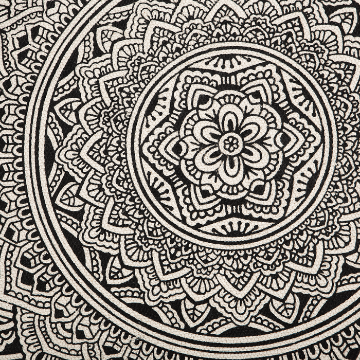 Tappeto da Zona Nero Cotone Tondo Orientale Soggiorno ø 120 cm