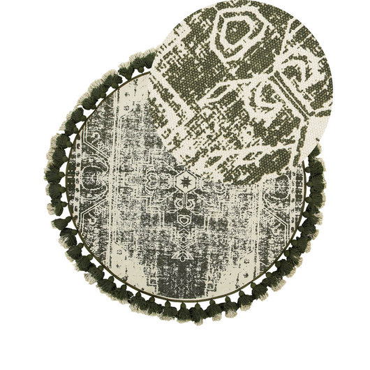 Tappeto tappetino Panna Cotone Rotondo Vintage Soggiorno ø 120 cm