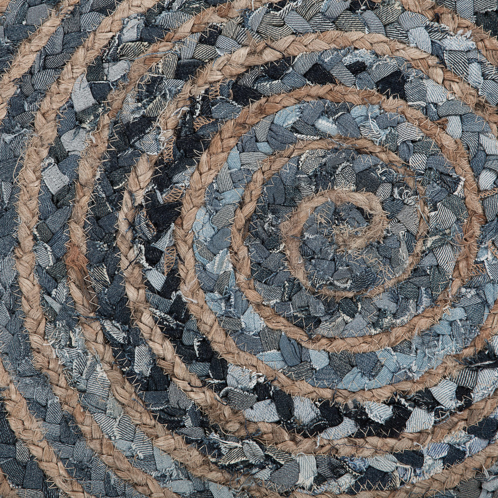 Tappeto tappetino Iuta Blu Rotondo Boho Soggiorno ø 120 cm stile moderno