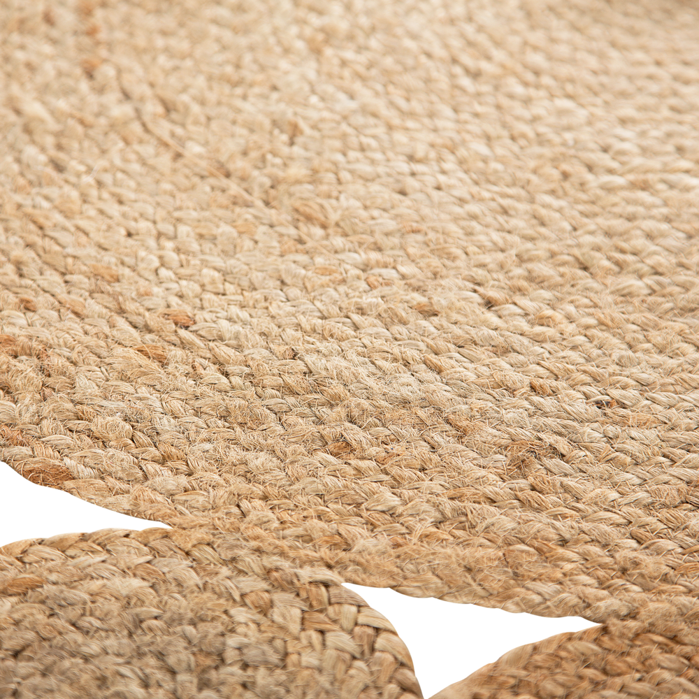 Tappeto tappetino Iuta Beige Rotondo Soggiorno di Campagna ø 120 cm