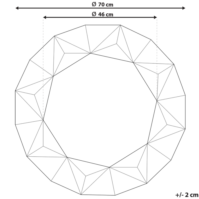 Specchio da Parete Argento Rotondo 70 cm Cornice Geometrica Finitura Lucida