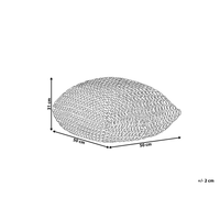 Pouf ottomana giallo in cotone lavorato a maglia perline EPS riempimento quadrato piccolo poggiapiedi 50 x 50 cm