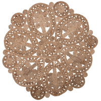 Tappeto tappetino Iuta Beige Rotondo Rustico Soggiorno ø 120 cm