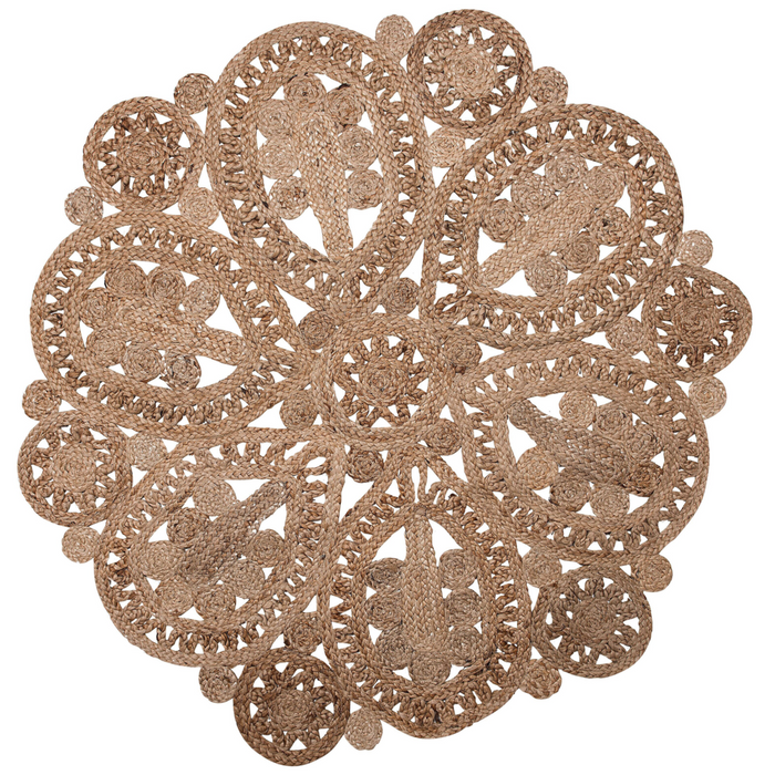 Tappeto tappetino Iuta Beige Rotondo Rustico Soggiorno ø 120 cm