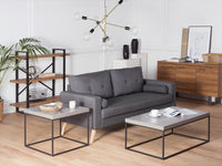 Tavolino Grigio Effetto Cemento Gambe in Metallo Nero 100 x 60 cm Rettangolare Industrial Glam