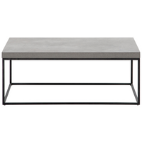 Tavolino Grigio Effetto Cemento Gambe in Metallo Nero 100 x 60 cm Rettangolare Industrial Glam