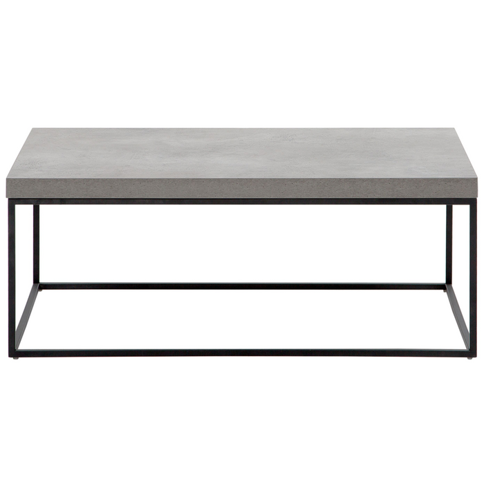 Tavolino Grigio Effetto Cemento Gambe in Metallo Nero 100 x 60 cm Rettangolare Industrial Glam