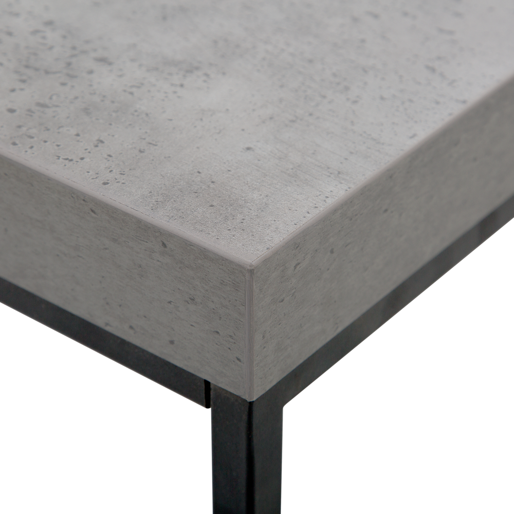 Tavolino Grigio Effetto Cemento Gambe in Metallo Nero 100 x 60 cm Rettangolare Industrial Glam