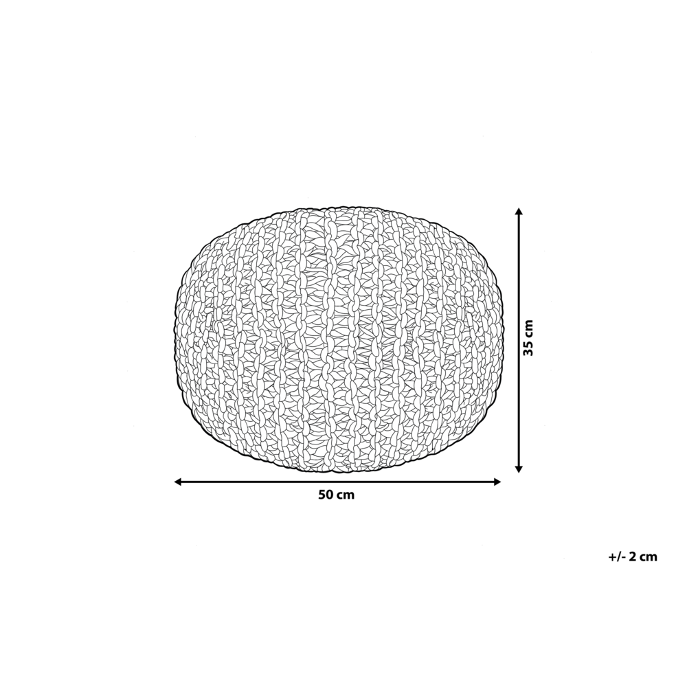 Pouf ottomana beige in cotone lavorato a maglia perline EPS riempimento rotondo piccolo poggiapiedi 50 x 35 cm