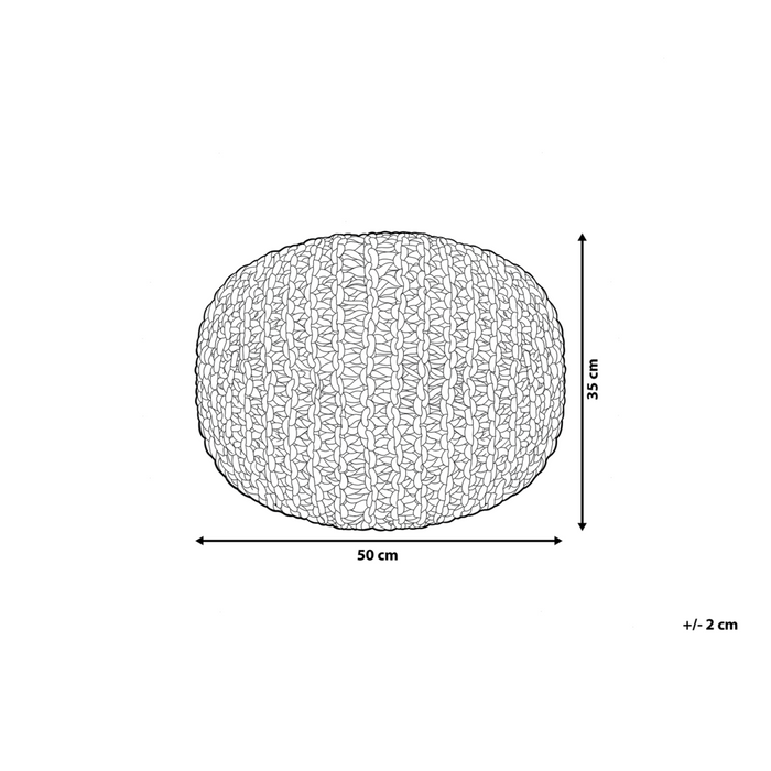 Pouf ottomana beige in cotone lavorato a maglia perline EPS riempimento rotondo piccolo poggiapiedi 50 x 35 cm