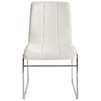 Set di 2 sedie da pranzo in ecopelle bianca con gambe in metallo cromato moderne