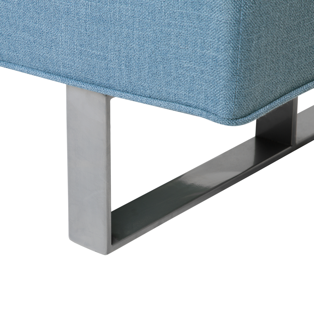 Divano Letto Rivestimento In Tessuto Blu 3 Posti Schienale Reclinabile Divisibile