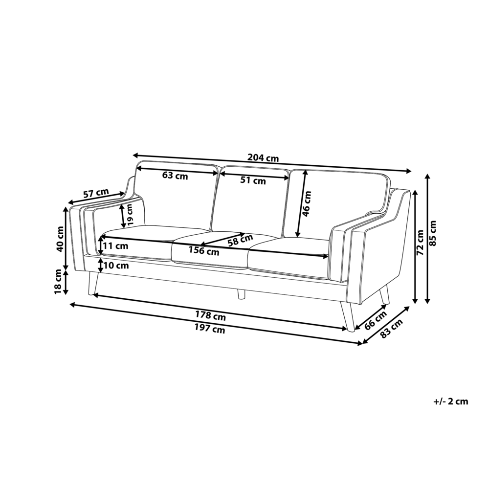 Divano di colore Nero 2 Posti Velluto Gambe In Legno in stile Classico e moderno