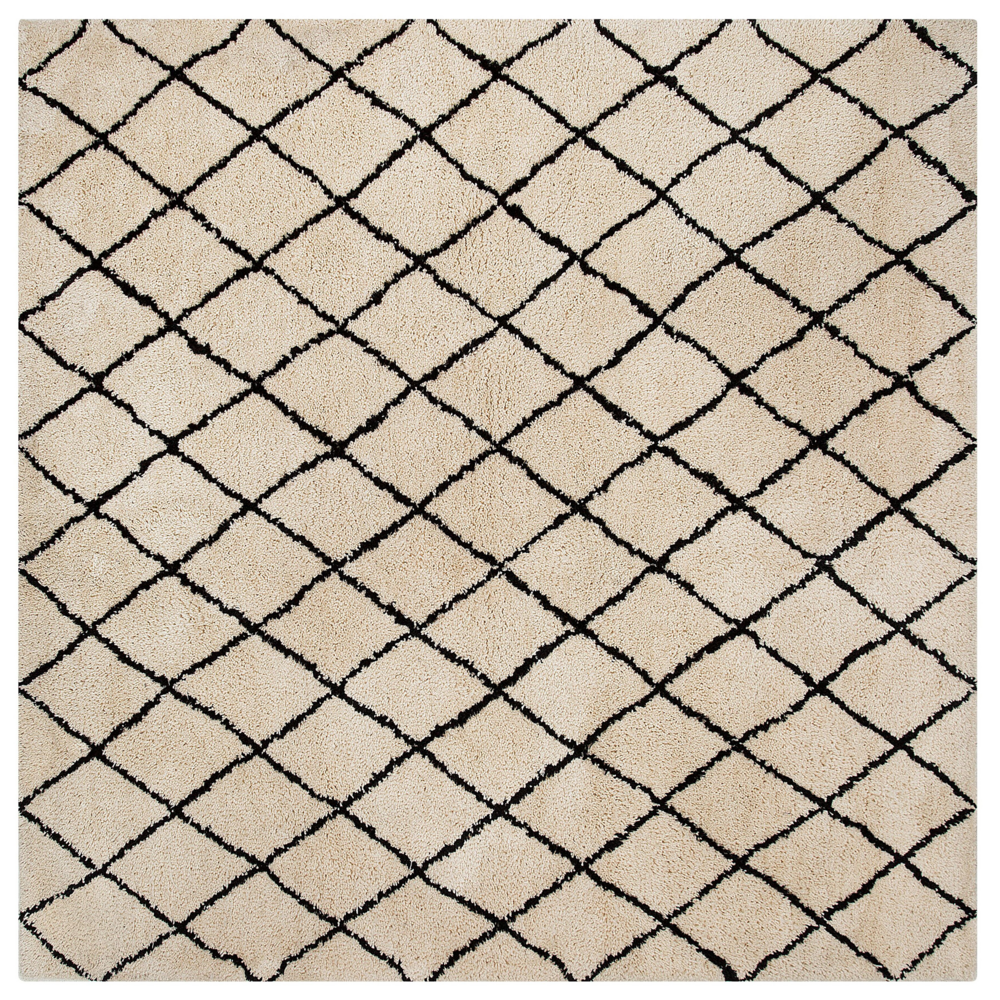 Tappeto tappetino Beige Con Nero 200 x 200 cm Motivo Geometrico Moderno