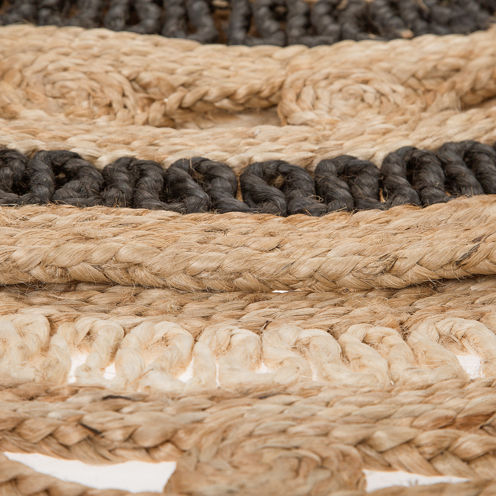 Tappeto Beige con Intrecciato Nero Boho Rustico Camera da Letto Soggiorno Salotto 140 cm