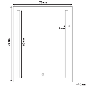 Specchio da parete a LED sospeso 70 x 90 cm rettangolare moderno vintage vanity bagno trucco camera da letto