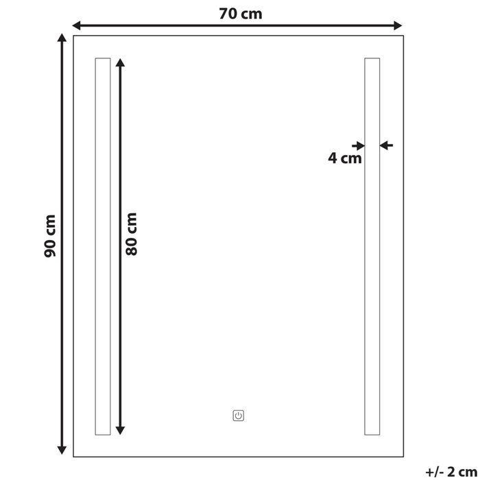 Specchio da parete a LED sospeso 70 x 90 cm rettangolare moderno vintage vanity bagno trucco camera da letto