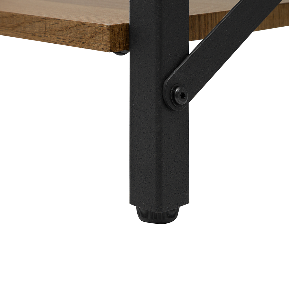 Tavolino da caffè in legno scuro con ripiano portaoggetti 100 x 55 cm Soggiorno industriale moderno