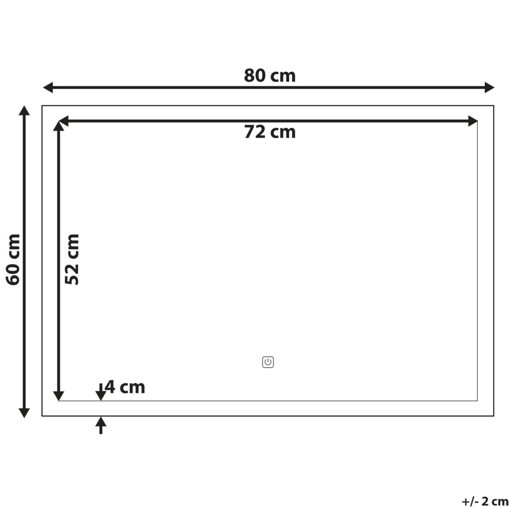 Specchio da bagno illuminato a LED Rettangolare 60 x 80 cm Glamour