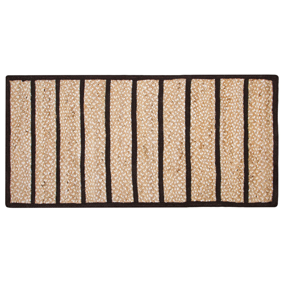 Tappeto tappetino Tappeto Nero e Beige Cotone Juta Rigato 80 x 150 cm Rustic Boho