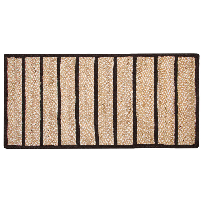 Tappeto tappetino Tappeto Nero e Beige Cotone Juta Rigato 80 x 150 cm Rustic Boho