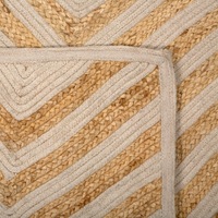 Tappeto tappetino Tappeto Beige Cotone Iuta Motivo Geometrico 80 x 150 cm Rustic Boho