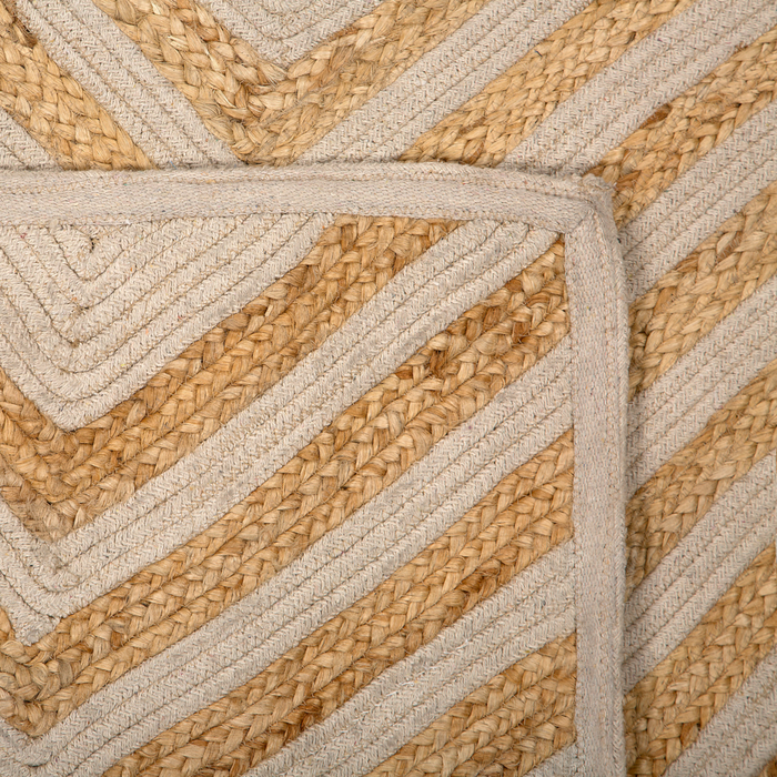 Tappeto tappetino Tappeto Beige Cotone Iuta Motivo Geometrico 80 x 150 cm Rustic Boho