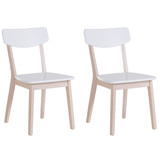 Set di 2 sedie da pranzo bianche con gambe in legno chiaro in stile retrò moderno