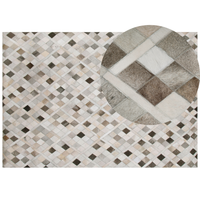 Tappeto tappetino Tappeto Grigio e Beige Pelle Scacchi 160 x 230 cm Rustico Moderno