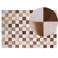 Tappeto tappetino Tappeto Marrone e Beige Pelle Scacchi 140 x 200 cm Rustic Country