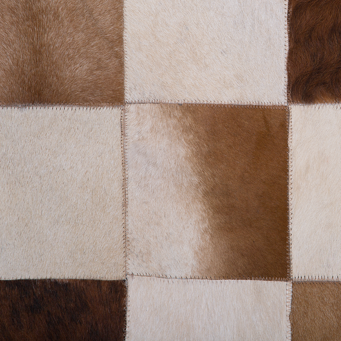 Tappeto tappetino Tappeto Marrone e Beige Pelle Scacchi 140 x 200 cm Rustic Country