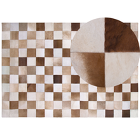 Tappeto tappetino Tappeto Marrone e Beige Pelle Scacchi 160 x 230 cm Rustic Country