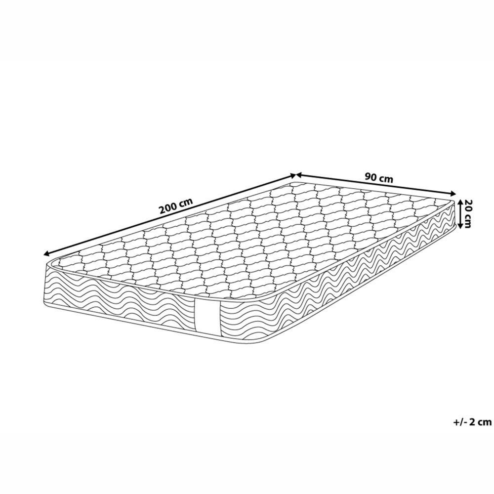 Materasso a molle insacchettate Tessuto bianco 90 x 200 cm EU