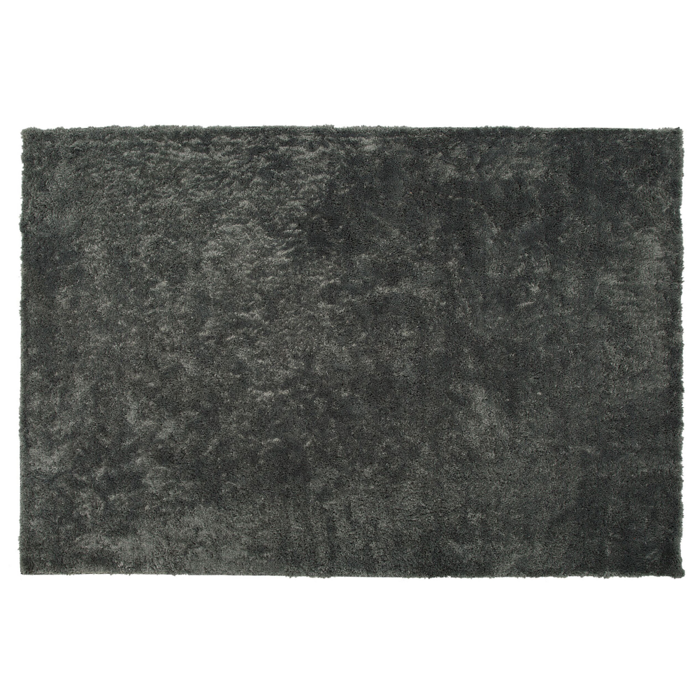 Tappeto Shaggy tappetino Misto Cotone Grigio Scuro Poliestere 160 x 230 cm Soffice pelo lungo