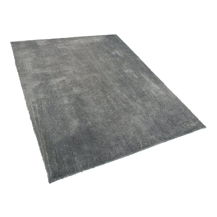 Tappeto Shaggy in misto cotone e poliestere grigio 140 x 200 cm soffice pelo denso