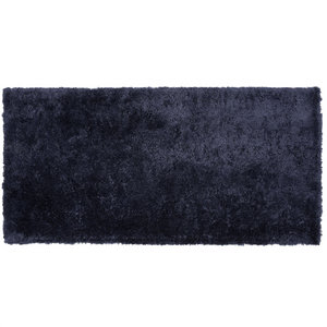 Tappeto shaggy in misto cotone e poliestere blu 80 x 150 cm soffice pelo denso