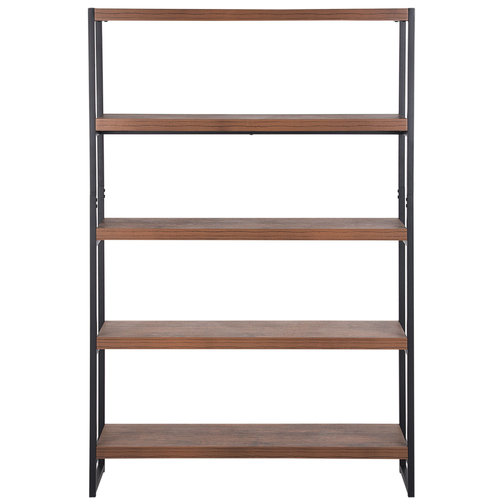 Libreria in Legno Scuro e Nero 155 x 100 cm Struttura in Metallo Industriale