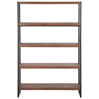 Libreria in Legno Scuro e Nero 155 x 100 cm Struttura in Metallo Industriale