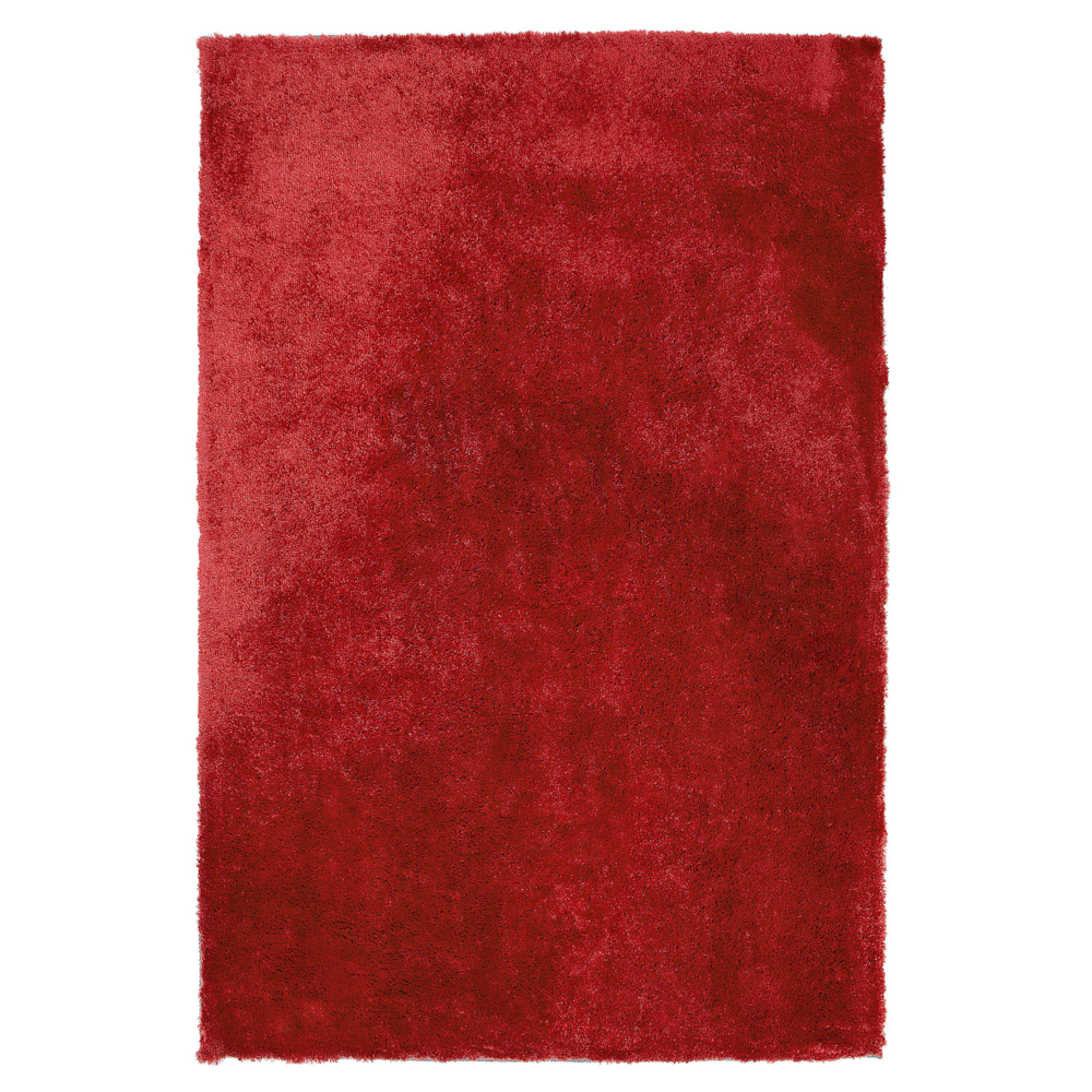 Tappeto shaggy in misto cotone e poliestere rosso 140 x 200 cm soffice pelo denso