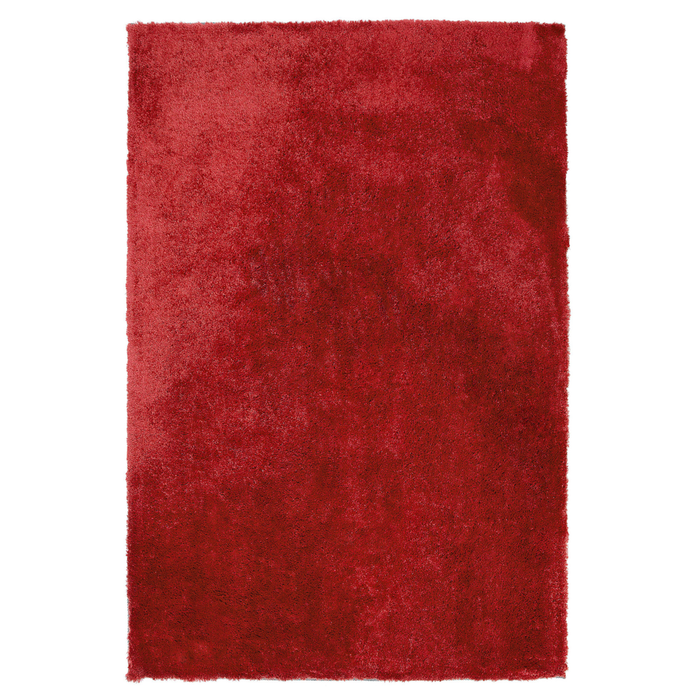 Tappeto shaggy in misto cotone e poliestere rosso 140 x 200 cm soffice pelo denso