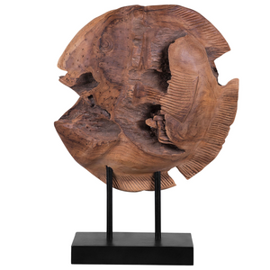 Figura decorativa Pesce Legno Chiaro Teak 41 x 31 cm Stile Rustico