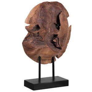 Figura decorativa Pesce Legno Chiaro Teak 41 x 31 cm Stile Rustico