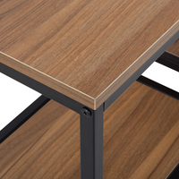 Consolle con 2 Ripiani Legno Scuro con Gambe Nere 75 x 120 cm Stile Industriale