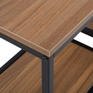 Consolle con 2 Ripiani Legno Scuro con Gambe Nere 75 x 120 cm Stile Industriale