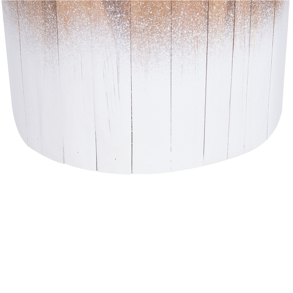 Comodino in Legno Chiaro con Teak Bianco 30 x 30 x 44 cm Poggiapiedi Rustico