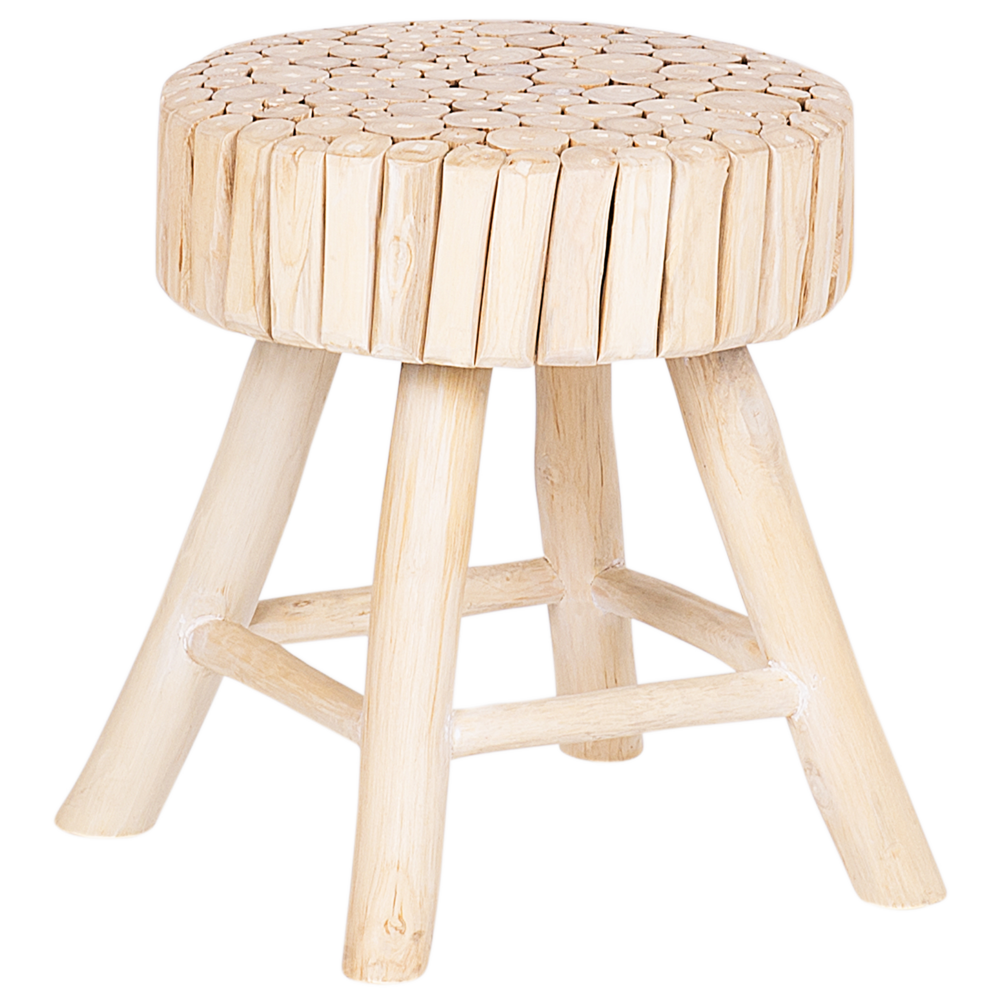 Comodino Leggero Legno Teak 35 x 35 x 40 cm Poggiapiedi Sgabello Rustico Moderno