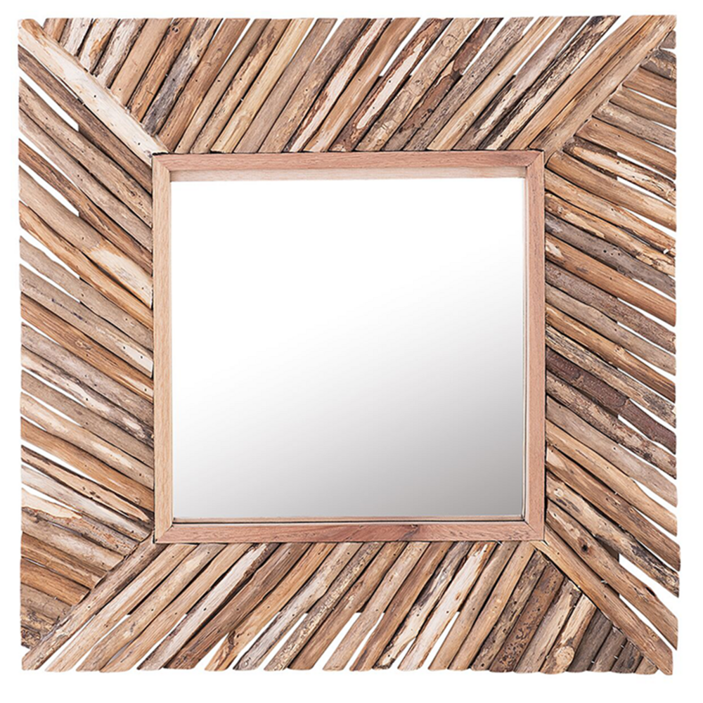 Specchio decorativo da parete in legno chiaro 61 x 61 cm in stile rustico